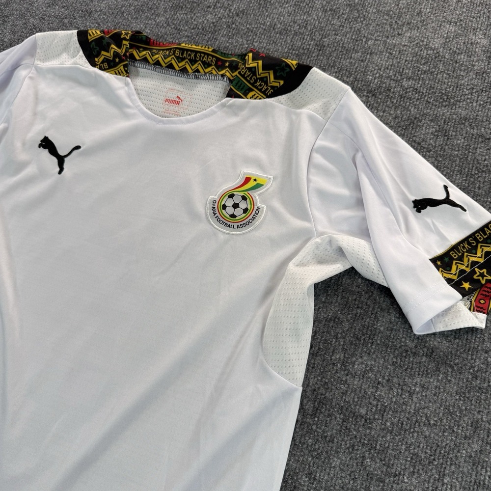Puma Ghana Football Association Soccer Shirt XL Home Jersey White Black Stars